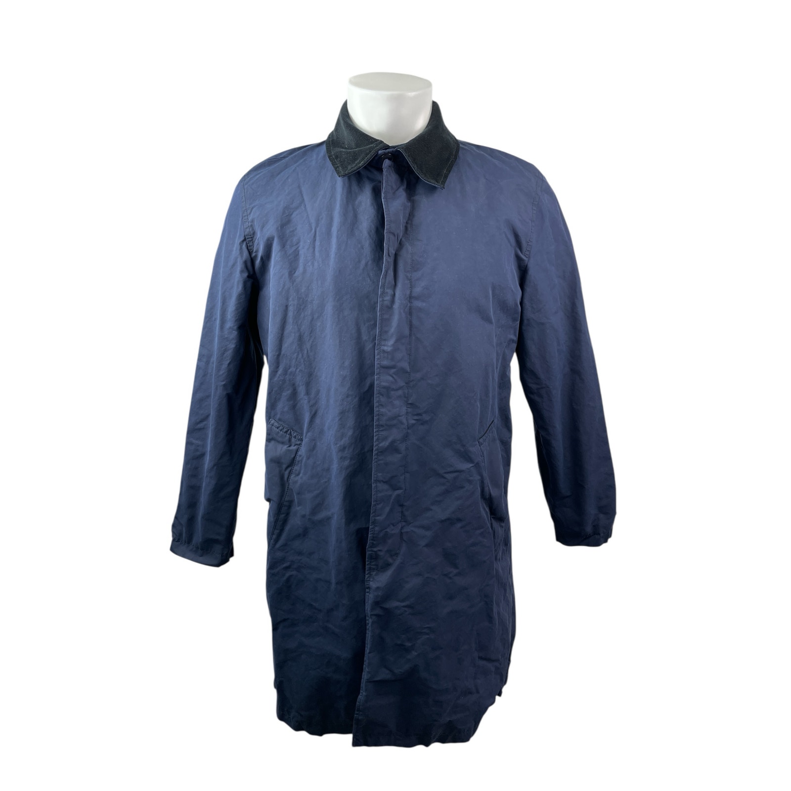 Banana Republic Men's Navy Blue Plaid Lined Long Sleeve Button Down Jacket Sz M